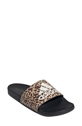 Shop Adidas Originals Adidas Adilette Comfort Slide Sandal In Black/off White/magic Beige