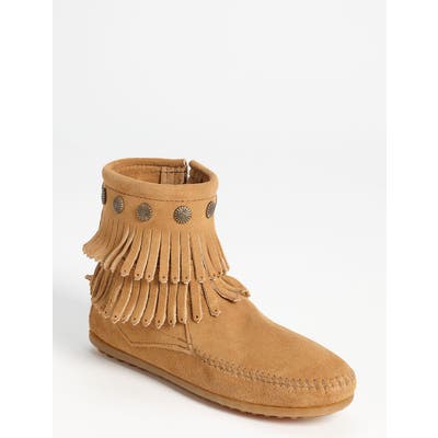 Minnetonka Double Fringe Boot, Beige