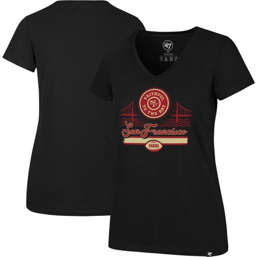 Women's '47 Black San Francisco 49ers Team Regional Ultra Rival V-Neck T-Shirt