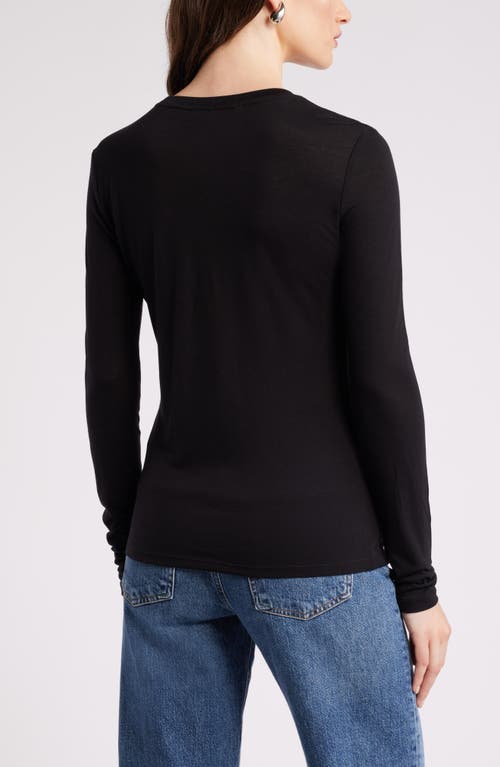 Shop Nordstrom Long Sleeve Lyocell & Wool T-shirt In Black