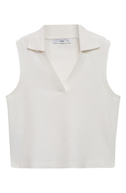 Mango Sleeveless Crop Piqué Polo In Off White