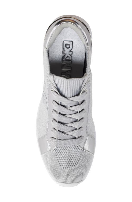 Shop Dkny Kaisa Knit Wedge Sneaker In Gs7 - Grey/silver