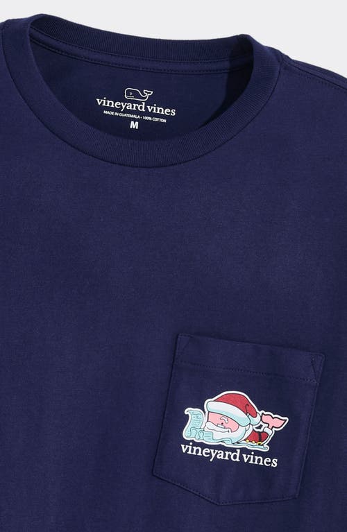 Shop Vineyard Vines Santa's List Whale Long Sleeve Pocket Graphic T-shirt In Nautical Navy