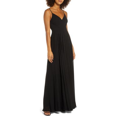 Lulus Surplice Chiffon Gown, Black
