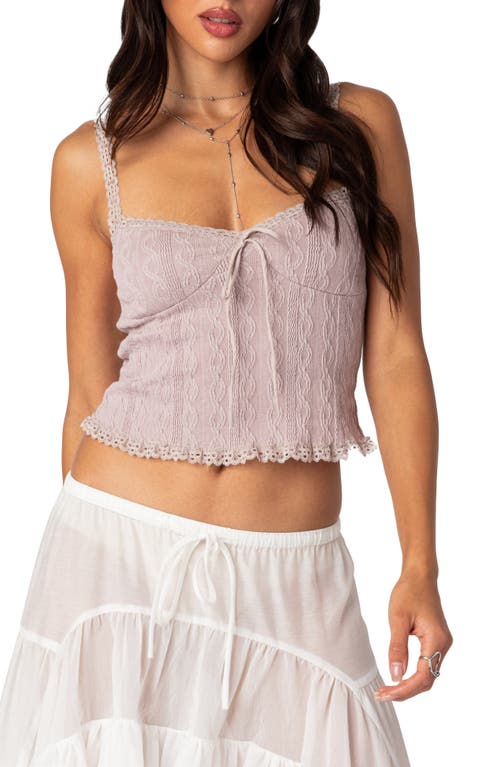 EDIKTED Lacy Crop Knit Camisole Mauve at Nordstrom,