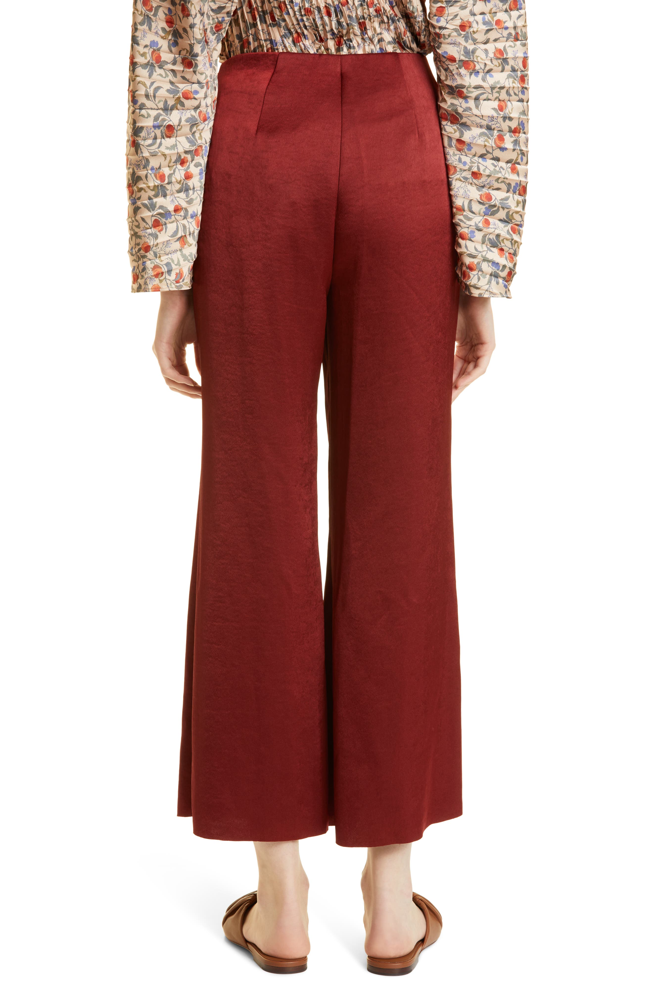 Vince Satin Crop Flare Leg Pants 