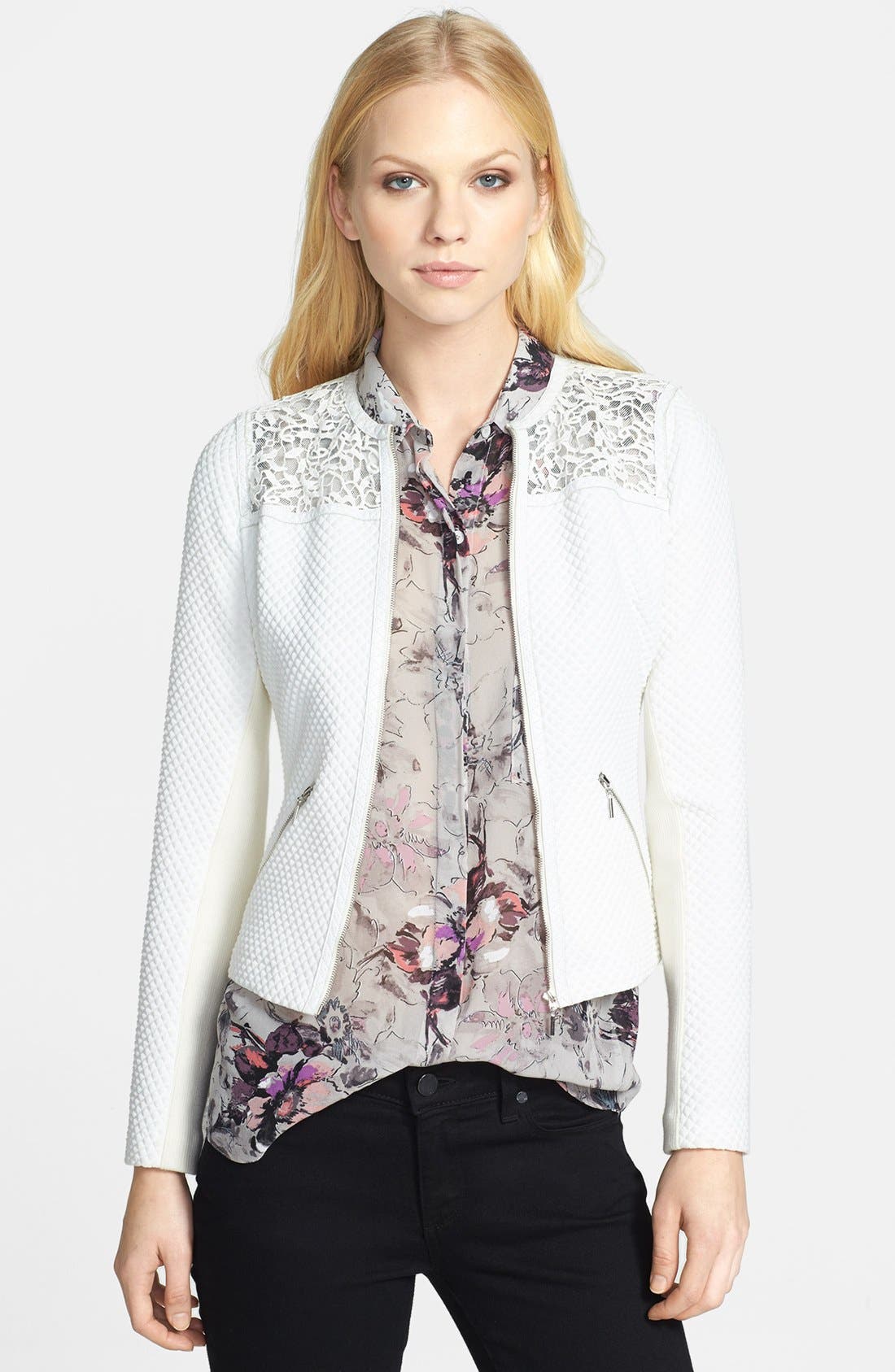 Rebecca Taylor Lace Yoke Quilted Jacket Nordstrom