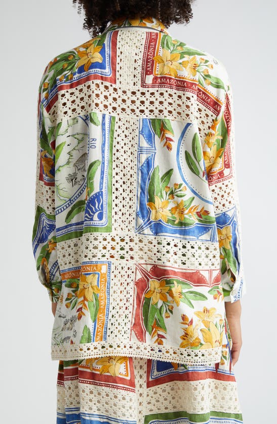 Shop Farm Rio Tropical Destination Crochet Detail Button-up Shirt In Off-white
