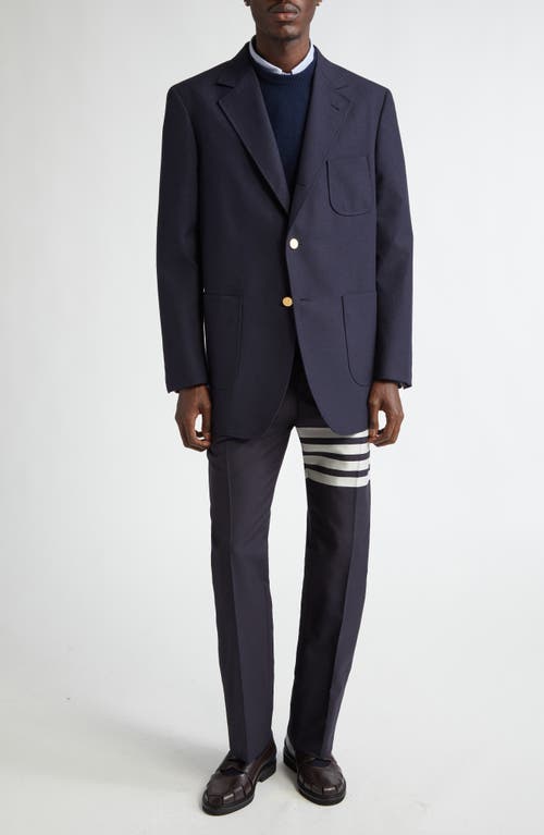 Shop Thom Browne Unstructured Virgin Wool Hopsack Sport Coat In Navy