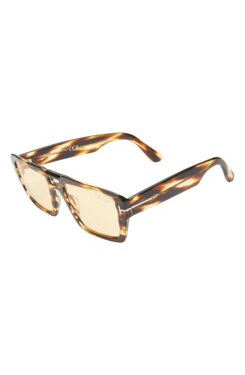 Shop Tom Ford Redford 56mm Navigator Sunglasses In Shiny Honey/amber