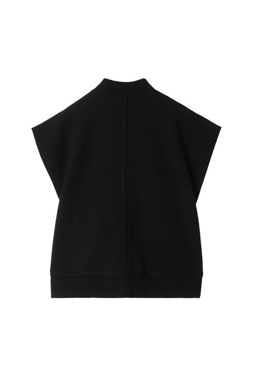 Shop Burberry Check Label Wool Blend Cape In Black