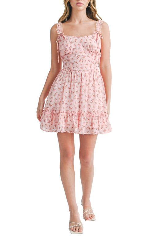 All Favor Floral Bow Detail Mini Sundress Pink Ditsy at Nordstrom,