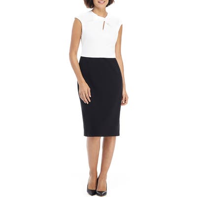 Maggy London Colorblock Sleeveless Sheath Dress, Black