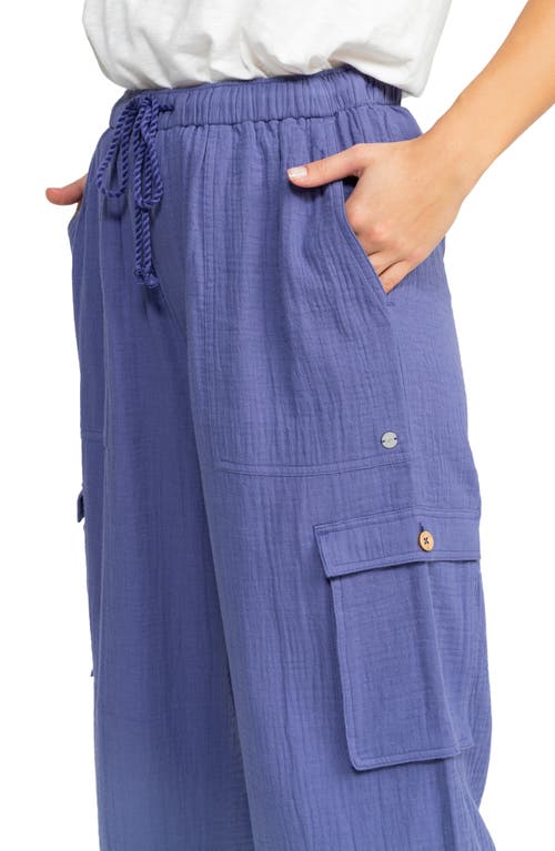Roxy Precious Cargo Linen Blend Drawstring Pants In Marlin