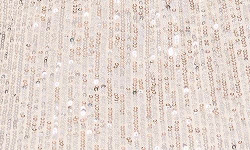 Cece Sequin Mock Neck Top In Champagne/silver