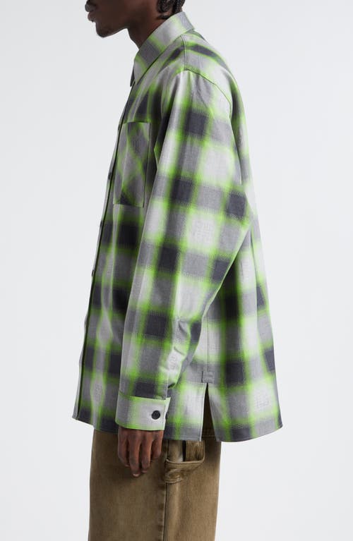 Shop Givenchy Plaid Oversize Button-up Shirt In Grey/green