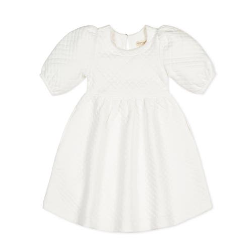 Hope & Henry Girls' Quilted Puff Sleeve Dress, Toddler In Soft White Quilted