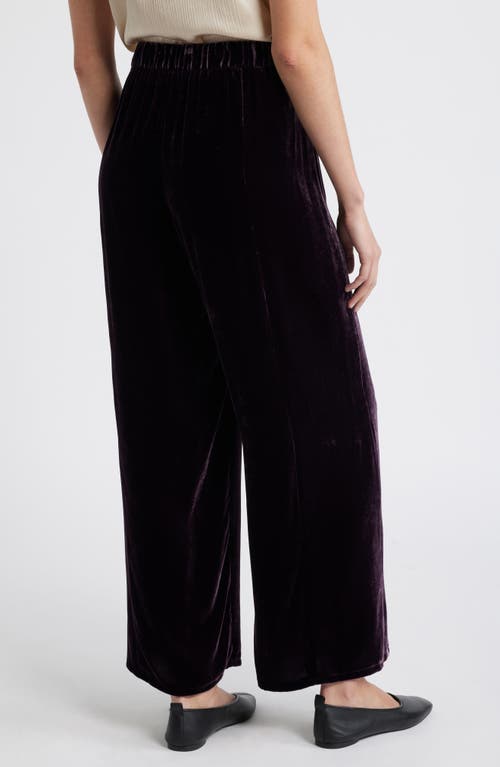 Shop Eileen Fisher Velvet Ankle Wide Leg Pants In Violet