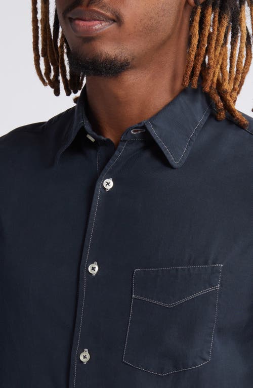 Shop Officine Generale Officine Générale Benoit Garment Dyed Button-up Shirt In Dark Navy