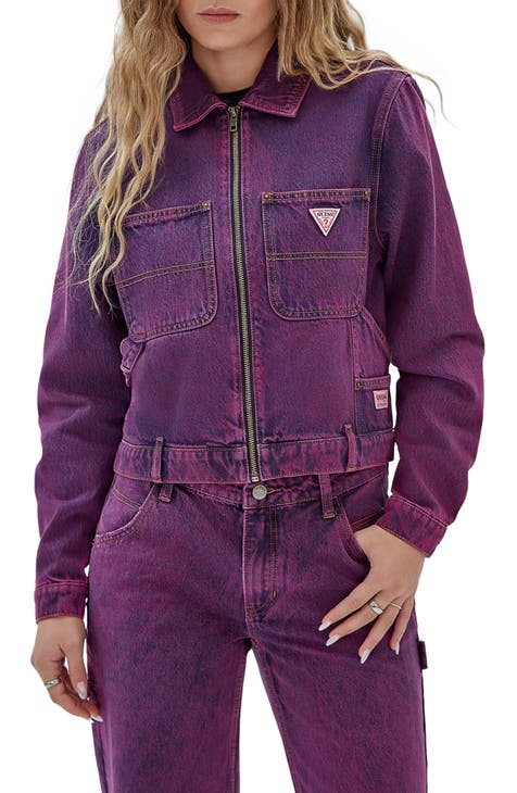 Women Denim Jacket Purple