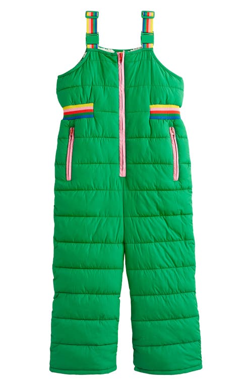 Mini Boden Kids' Waterproof Puffer Bib Snow Pants in Highland Green