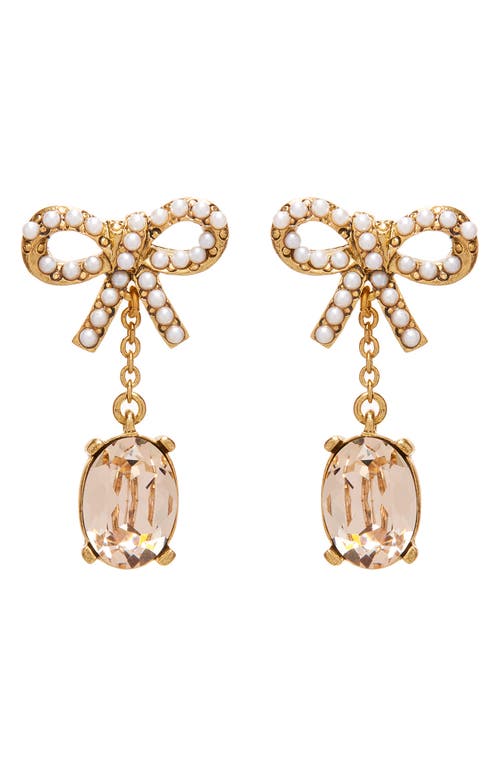 Oscar de la Renta Lil' Bobbi Crystal & Imitation Pearl Drop Earrings in Rose at Nordstrom