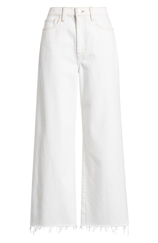 Frame Le Jane Fray Hem Crop Wide Leg Jeans In White