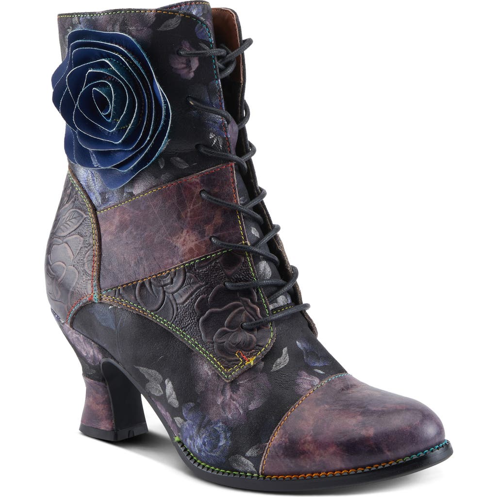 L'artiste By Spring Step Roselia Lace-up Cap Toe Bootie In Plum Multi
