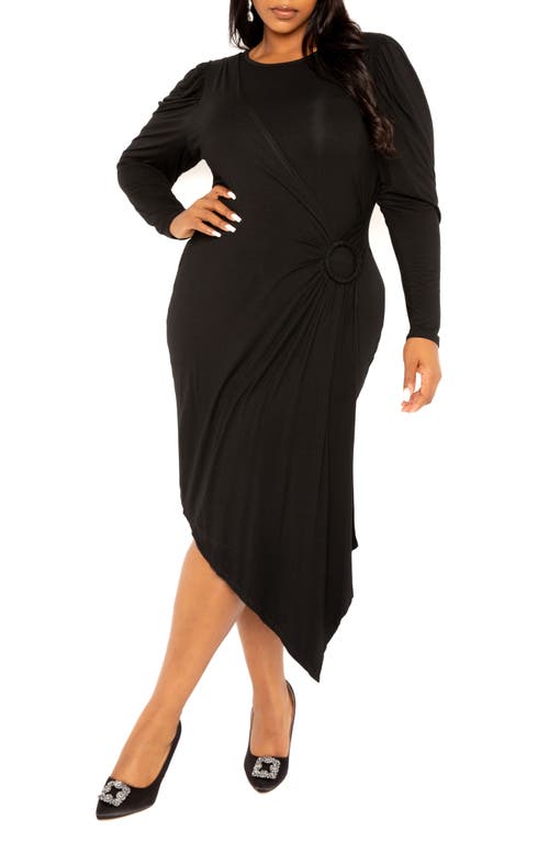 Asymmetric Long Sleeve Dress in Black