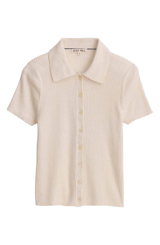 ALEX MILL SUZANNE RIBBED BUTTON FRONT POLO
