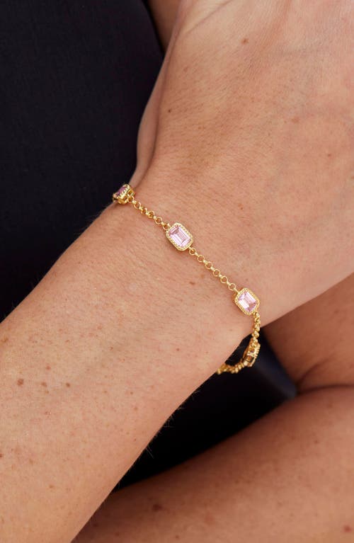 Shop Savvy Cie Jewels Cubic Zirconia Station Bracelet In Yellow Gold/pink