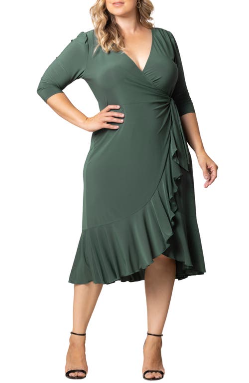 Kiyonna Whimsy Wrap Dress in Fern Green 