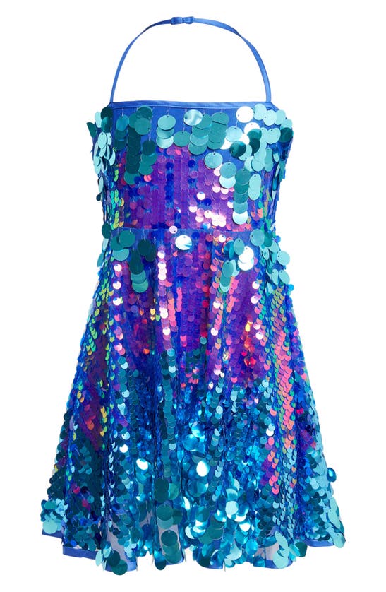 Bardot Junior Kids' Sequin Halter Party Dress In Blue