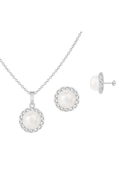 Splendid Pearls 7-7.5mm Pearl Dangle Set In White