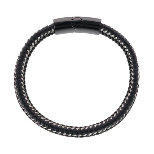 Shop Trafalgar Loose Fit Esteban Black And Silver Braided Bracelet