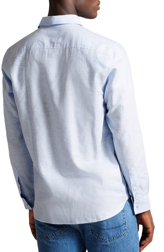 Shop Ted Baker London Linen & Cotton Blend Button-up Shirt In Light Blue