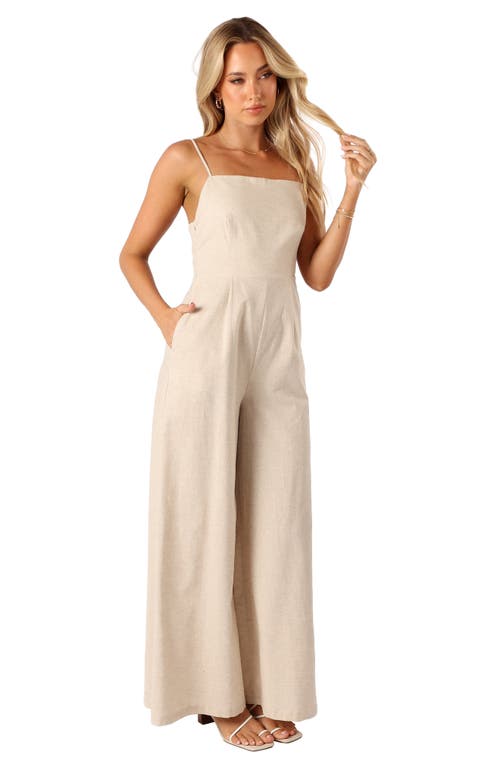 Petal And Pup Petal & Pup Lila Wide Leg Cotton & Linen Jumpsuit In Neutral