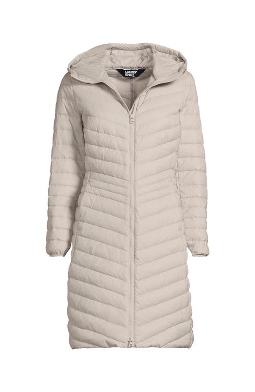 Lands' End Ultralight Packable Long Down Coat In Dusk Gray
