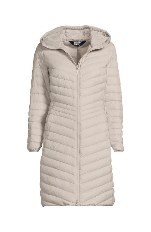 Shop Lands' End Ultralight Packable Long Down Coat In Dusk Gray