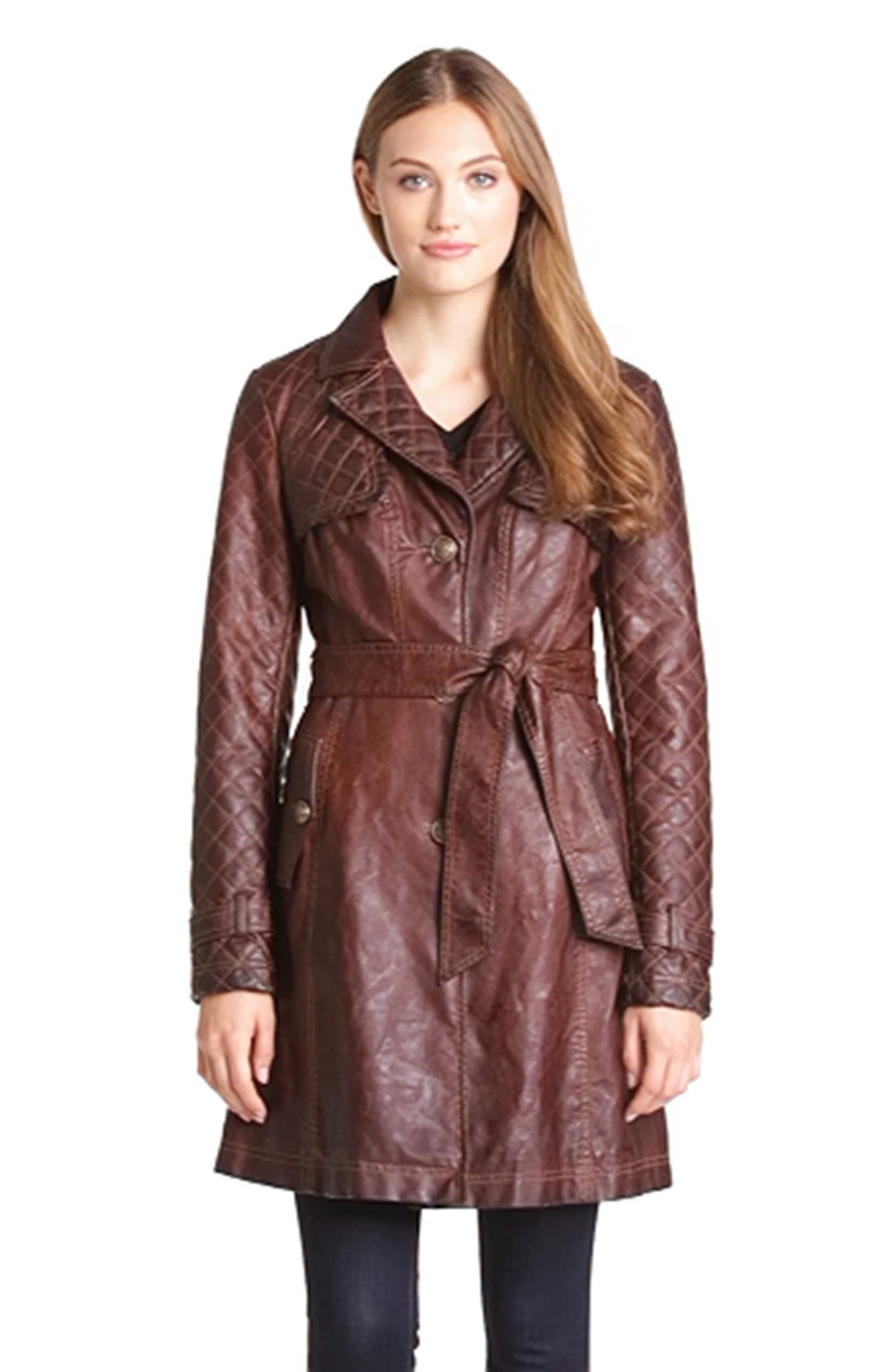 Faux Leather Trench Coat