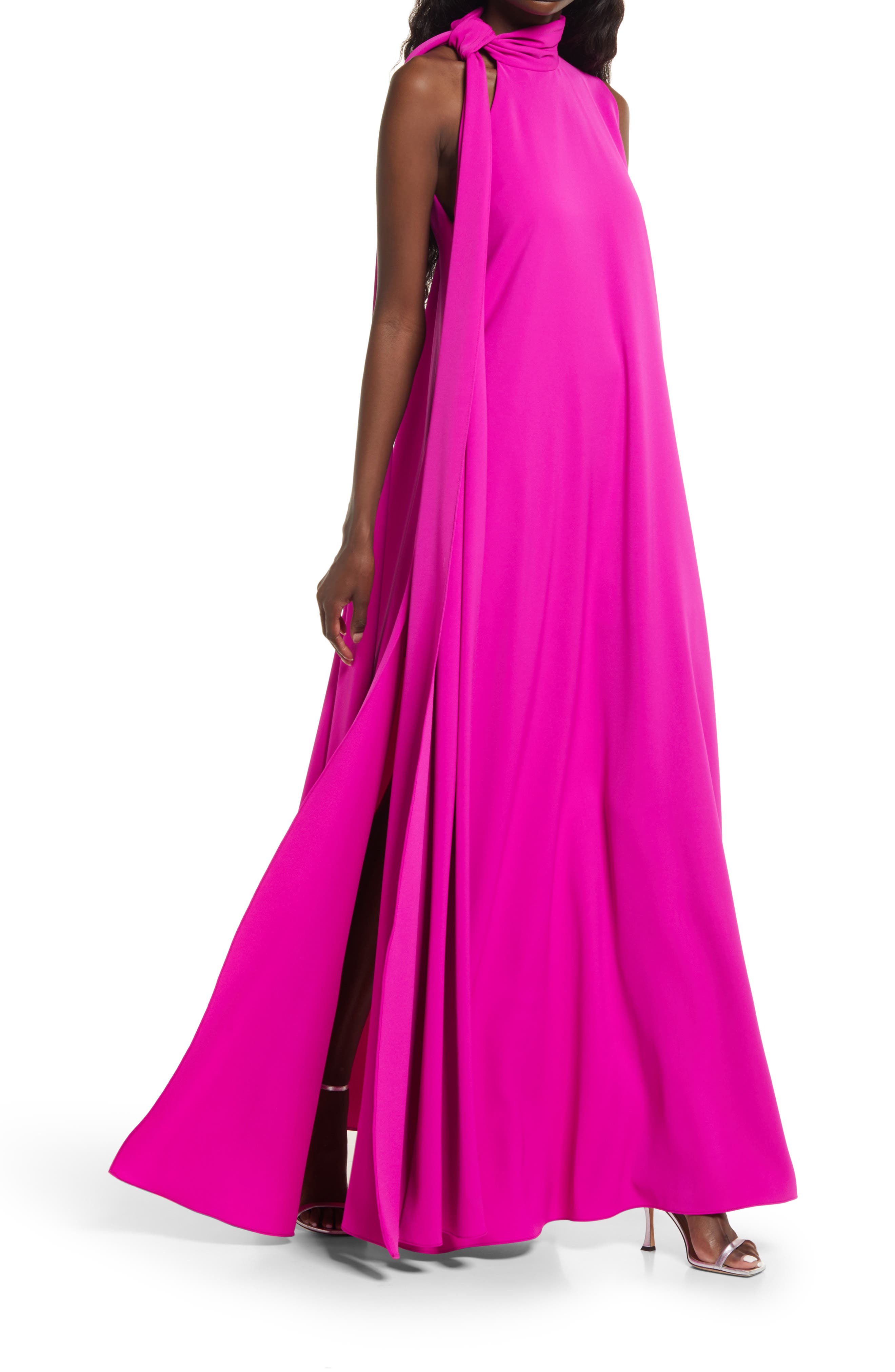 mock neck evening gown