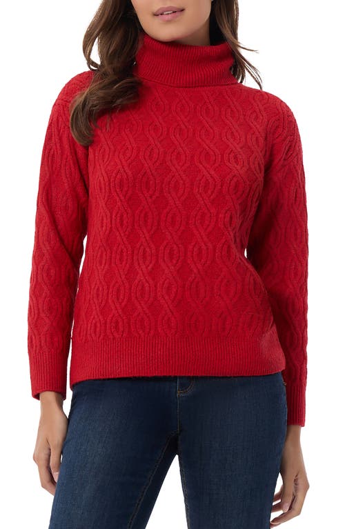 Shop Jones New York Cable Stitch Turtleneck Sweater In Deep Rouge