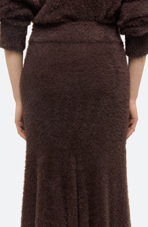 Shop Helmut Lang Grunge Pleated Eyelash Knit Maxi Skirt In Espresso - D1p