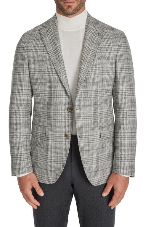 McAllen Contemporary Fit Plaid Wool & Silk Blazer in Light Grey