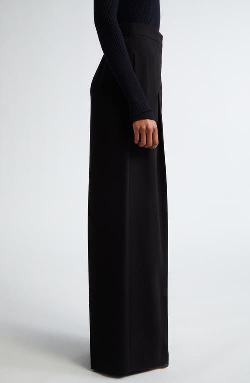 Shop Max Mara Lino Wide Leg Trousers In Black