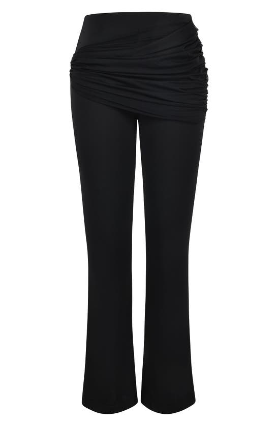 Shop Mistress Rocks Drape Panel Flare Pants In Black