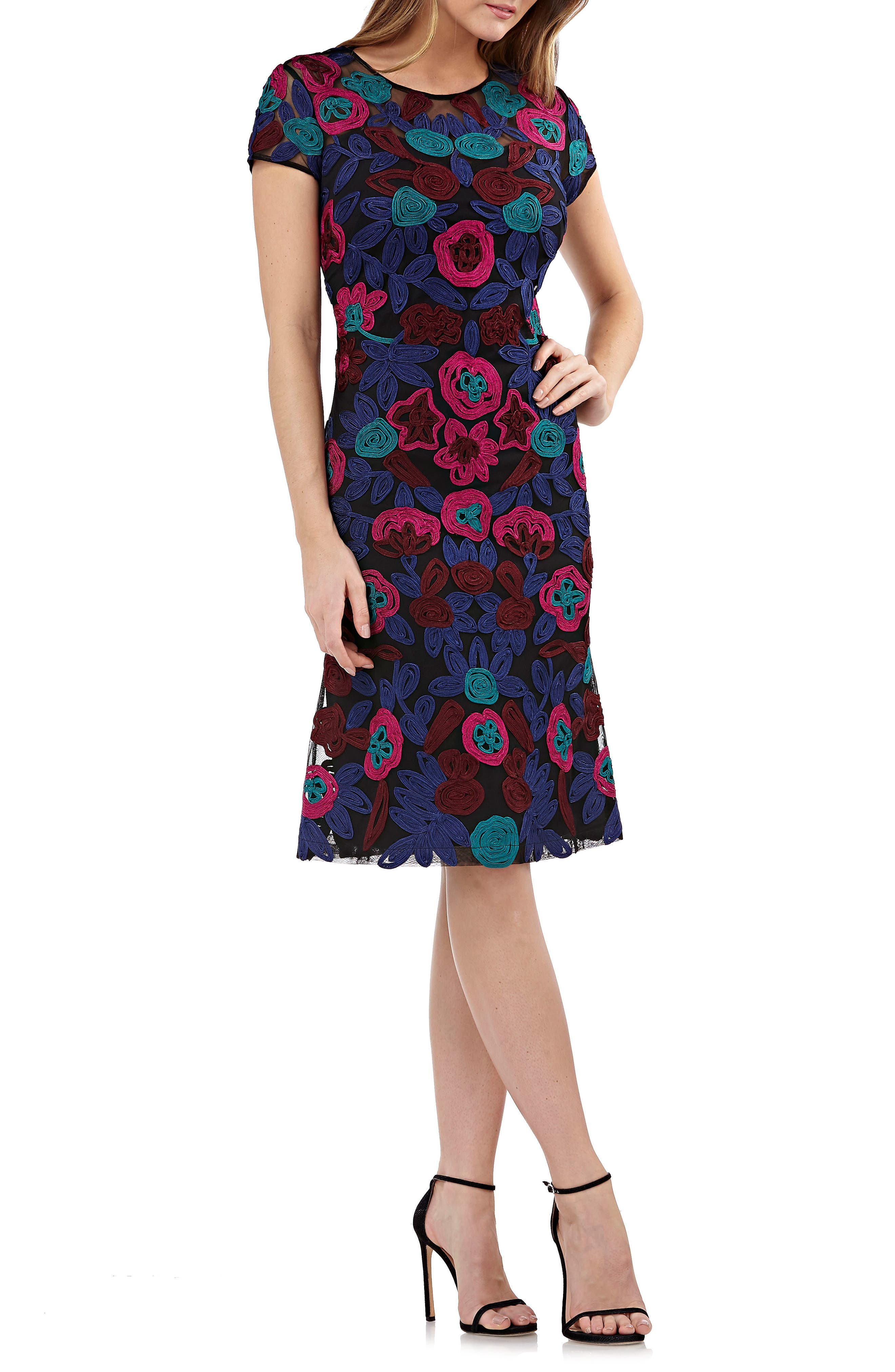 Js Collections Floral Soutache Cocktail Dress, Pink