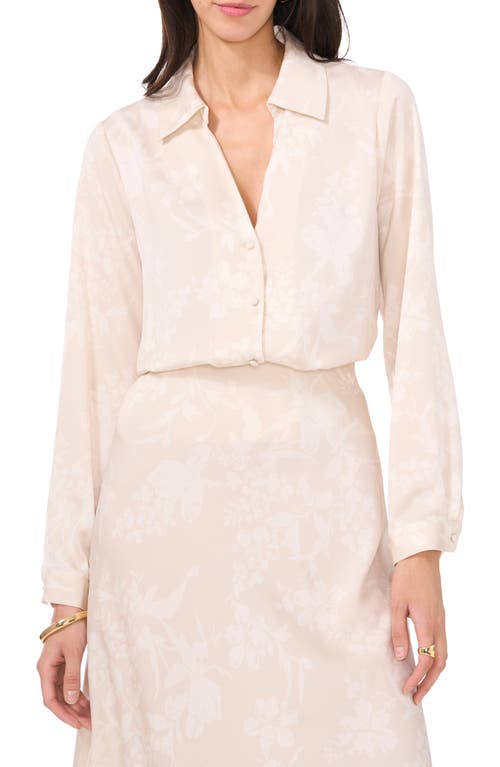 VINCE CAMUTO VINCE CAMUTO CROP CHARMEUSE BUTTON-UP SHIRT