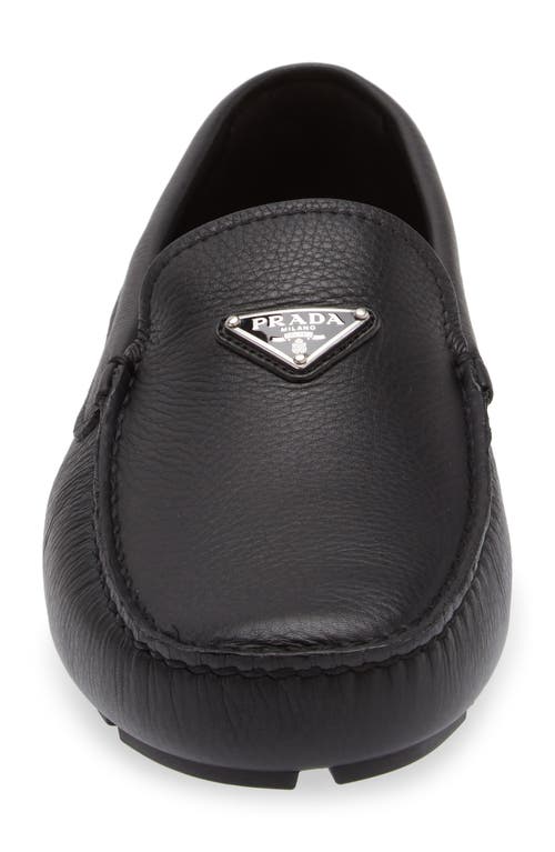 Shop Prada Triangle Logo Driving Loafer In Nero