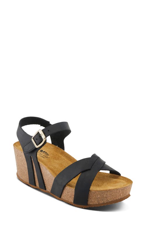 Spring Step Burton Ankle Strap Platform Wedge Sandal In Black